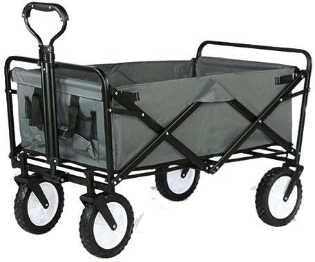 RUVOO Bollerwagen Faltbar Handwagen Campingwagen Klappbarer Gartenwagen, Robuster Wagen, Einkaufswagen Für Outdoor-Camping, Angeln, Zugwagen Mit 4 Rädern Strandwagen Transportwagen (Color : B)
