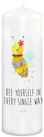Mr. & Mrs. Panda Adventskerze Biene Blume 29 x 8 cm XL - Geschenk, Weihnachtskerze, Stumpenkerze, Wachskerze, Hochzeitskerze, Kerze Mit Spruch, Grosse