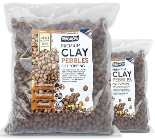 UKGROW Premium 3L Vibrant Orange Expanded Clay Pebbles – Ideal for Hydroponics and Horticulture, Enhanced Aeration, Reusable Plant Pot Topper