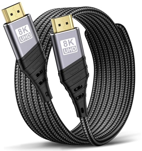 TEFLOTY HDMI 2.1 Kabel 8K - HDMI Kabel Ultra Highspeed 48Gbps 8K@60Hz 4K@120Hz 7680P eARC HDCP 2.2&2.3 DTS:X Dynamische HDR Dolby Atmos Kompatibel mit HDTV, PS5/4/3, Xbox Series X/S,Monitor Mehr