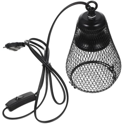 Housoutil Schutzgitter für Heizlampe mit Haken, E27 Eisen Schwarz | Reptilien Wärmelampenabdeckung, Lampenabdeckung für Reptilienbox, mit Anti Biss Rohr