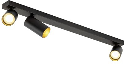 SLV KAMI, Deckenaufbauleuchte, 3x max. 10W, GU10, schwarz/gold