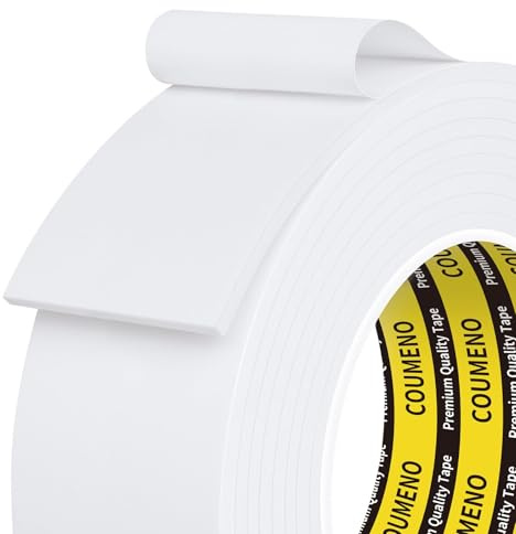 COUMENO EVA Single-Sided Adhesive White Foam Tape, Single-Sided Sealing Strip Foam Pad Sponge Tape Window Weatherproof, Self-Adhesive Insulation Sealing Tape 2inX9.84FT