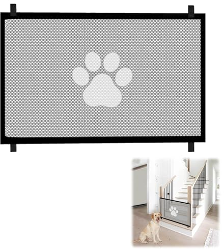 Treppenschutzgitter Hund Hundebarrieren, Tragbare Absperrgitter für Hund und Katze, Türschutzgitter Ohne Bohren für Treppen, Türen, Flur, Treppengitter Hund (110 x 78 cm, Schwarz)