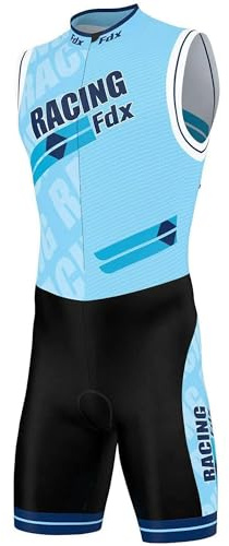 FDX Men's Triathlon Tri Suit Padded Compression Short Sleeve Race Suit | Train and race in a padded tri suit with compression support, quick drying fabric and a streamlined fit for swim, bike & run.