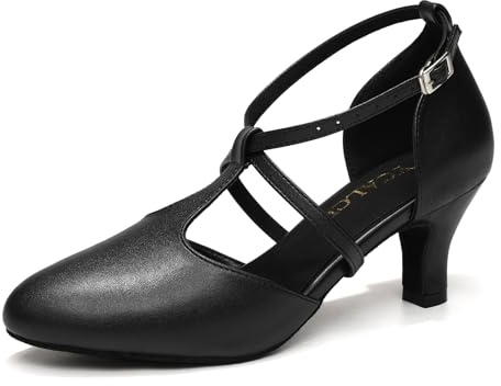 YCALCP Damen Latin Tanzschuhe Salsa Tango Charakter Walzer Soziale Ballsaal Tanzschuhe,272-Schwarz-6CM,39 EU