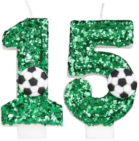 IQMLQV Football Candle 15,Football Candles for Cake 15,Number 15 Candle Birthday Boy,Football Cake Decorations for Party Supplies
