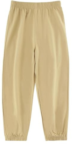 BINIDUCKLING Kids Unisex Plain Jogger, Cotton Pull-on Jogging Pants Classic Elasticated Cuff Tracksuit Bottoms Casual School Trousers for Boys Girls (Khaki,150/11-12Years)