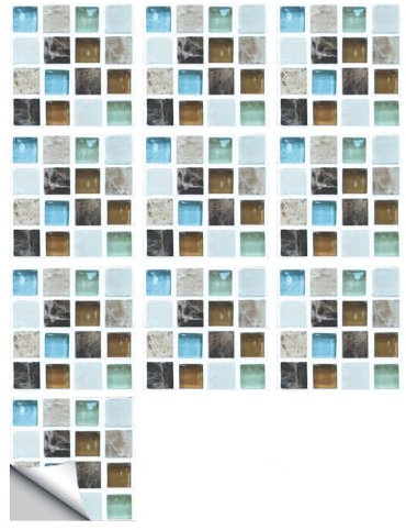 Fliesenaufkleber Retro Blau Braun Selbstklebende Klebefliesen, Wandfliesen Aufkleber,Wasserdicht Fliesensticker Fur Kuche Badezimmer Dekorative Stickerfliesen,Wohnzimmer Dekoration15X15Cm