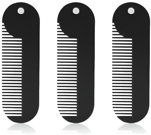 Jaasuee Metal Fine Tooth Portable Mini Pocket Beard Comb, Ideal for Thinner Hair and Beard, Black