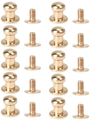 Juego de 10 remaches de cabeza redonda con tornillos, remaches de aleación de zinc, accesorios de cuero para cinturón, correa, bolsa (6 mm)