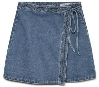 VERO MODA Women's Vmliza Mr Short Denim Wrap Skirt Ga Noos, Medium Blue (Medium Blue Denim), M