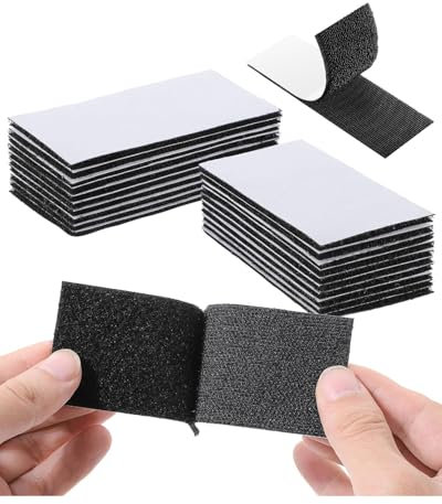 KGDUYC 20 Coppie Strappo Biadesivo Nero In Nylon Feltro Adesivo Extra Forte,Nastro Biadesivo Impermeabile Rettangolo Lunghezza 10 cm,larghezza 5cm Per DIY Tende E Cornici