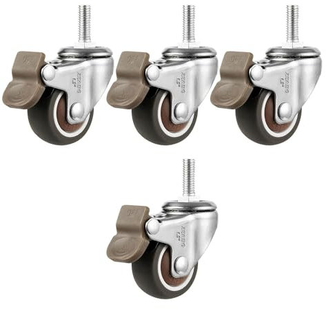 4 Stück Ersatzrollen Für Möbel, Lenkrollen Für Schwere Beanspruchung, Lenkrollen Mit Bremse, Lenkrollen Ohne Bremse, Gummirollen, Transportrollen, Bodenschutz/4 Brakes/50Mm/M10