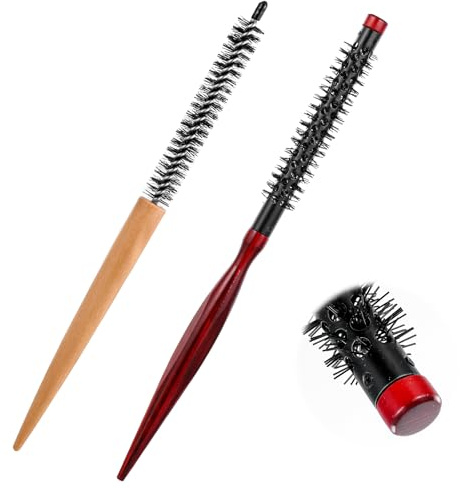 JIYIN 2 Stück Rundbürste Klein Professionelle Haarbürste, Haarbürste Rund Rundbürste zum Föhnen Locken Bürste Styling Haarbürstefür Dünnes Haar Ponytail Bart Heben Locken