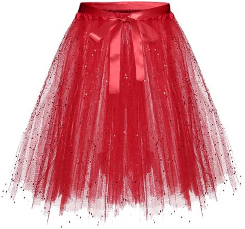 Damen Tüllrock Tutu Langarm Kleid Rot Tanzkleidung Ballettkleidung Knielanger Rock Kinder Halloween Kostüm Rocker Weisses Tütü Pink Skirt