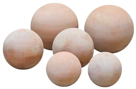 Teramico Massive Terrakotta-Kugeln für Ewigkeit: Handgeformt, frostfest & in vielen Größen für Garten, Balkon & Terrasse – Set-Angebote inklusive! (XXL 6er Set)