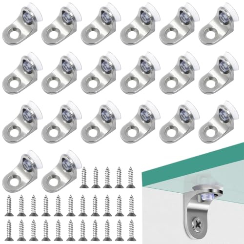 RAXLUPO 20Pcs Équerre de Fixation Metal Equerre Cupboard Avec vis Supports Taquet Etagere Verre Fixation Inox Equerre Metal Pour D'Étagères De Livres De Meubles De Cuisine