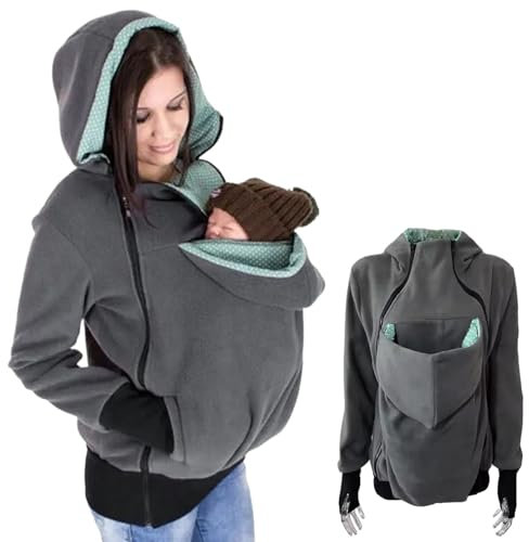 Jeorywoet Mutterschaft Hoodie, 3-in-1 entfernbarer Känguru-Beutel Hoodie Winter weich warmes Baby, die Jacke für Mutter und Baby tragen