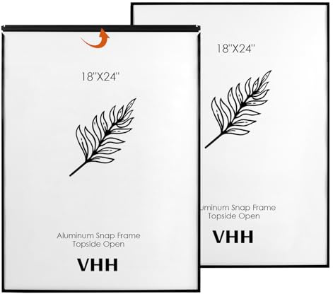 VHH 18x24 Snap Poster Frame,2 Pack,Lightweigt Black Coated Aluminum with plexiglass