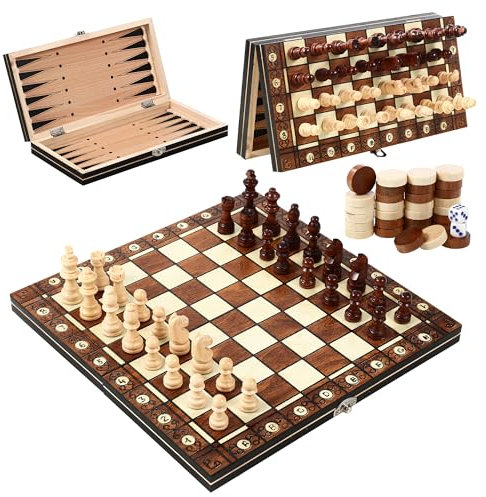 Magnetisches Schachspiel, 3-in-1- Schachbrett Holz, 29 x 29 cm Schachspiel Magnetisch, Faltbares schachspiel, Schach für Kinder, Chess Board für Partys, Familienaktivitäten, guter Begleiter für Reisen