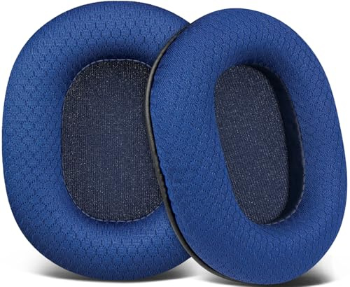SOULWIT Earpads Replacement for Audio Technica ATH M50X M50XBT M50RD M40X M30X M20X MSR7 SX1 Monitor Headphones, Ear Pads Cushions with Durable Mesh Fabric, High-Density Foam - Blue