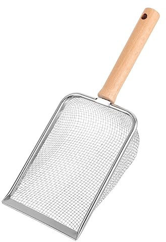 UPKOCH Reptilien Streuschaufel Holzgriff Ergonomisches Design für Reptilienbehältern und Katzentoiletten Feines Mesh für Exakte Fäkalienentfernung