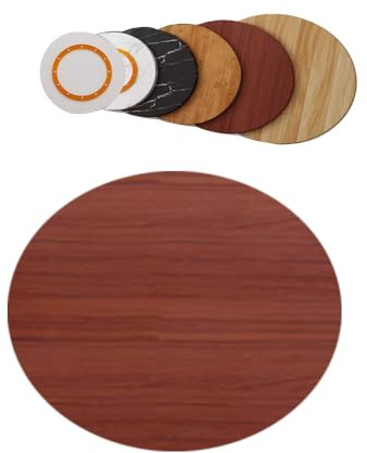 Plateau de service rond rotatif en bois massif de 60 cm pour table de salle à manger, finition teck, parfait pour recevoir et servir des aliments