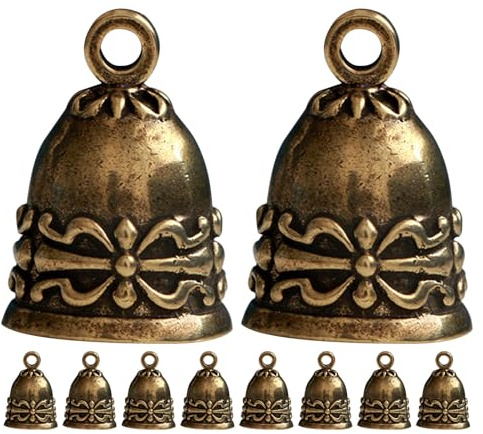 Amosfun 10 pezzi di ciondolo a forma di campana in ottone vintage, artigianato, retrò, decorativo, Feng Shui, per campanelli eolici fai da te, portachiavi, ciondoli, ornamenti natalizi.