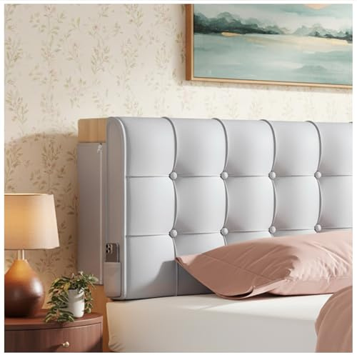 CQXMJT Wall Mounted Upholstered Headboard Full Size with Light Gray Cushion Peel and Stick Adhesive Headboard Cover Soft Padded Backrest Pillow for Dorm Bed Frame Bedroom Decor Washable Head Board