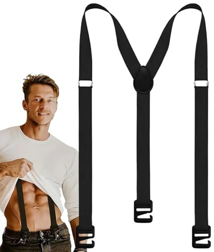 Tirantes para hombre, pantalones de vestir para hombre, cinturón elástico con espalda en Y, accesorios de para esquí, senderismo, montañismo, camping, ciclismo, playa al aire libre, Negro, Refer