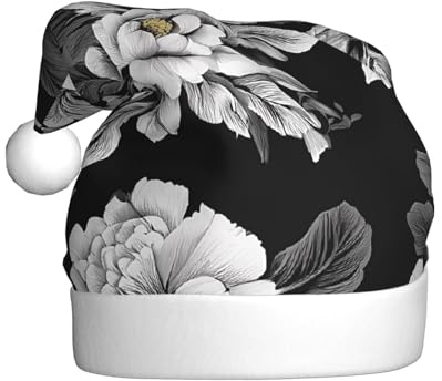 UENFFKDAP Schwarze Plüsch-Weihnachtsmütze für Erwachsene, Unisex, Samt, bequem, Weihnachten, Party, Silvester, Urlaub, Party-Dekorationen