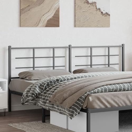 SKTQYQO Testiera in Metallo Nero 200 cm, Testiera Classica con Design Elegante in Acciaio Verniciato a Polvere per Supporto Schiena, Struttura Robusta e Stabile con Gambe in Metallo,