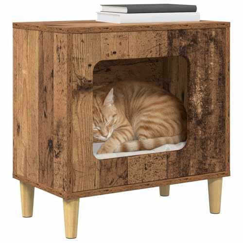 vidaXL Casa para Gatos Madera Envejecida 51 x 30 x 52 cm