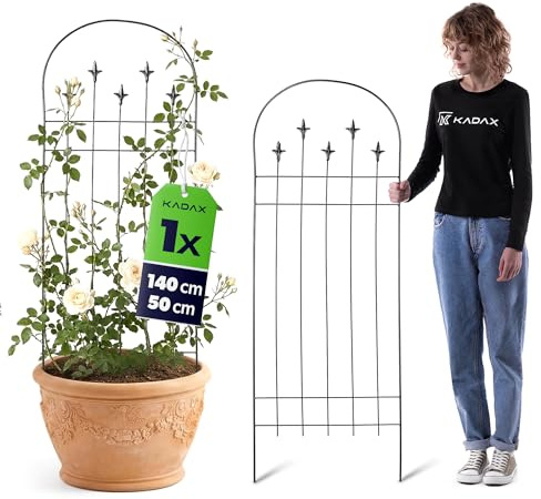 KADAX Griglia per traliccio in metallo, 50 x 140 cm, 1 pezzo, aiuto per l'arrampicata per piante, traliccio in acciaio verniciato a polvere, supporto per piante rampicanti e clematidi