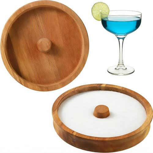 Wood Glass Rimmer for Drinks, Margarita Salt Rimmer,Cocktail Accessories for Drinks, Spicy Margarita Salt, Cocktail Garnish Set, Salt Rimmer for Margaritas
