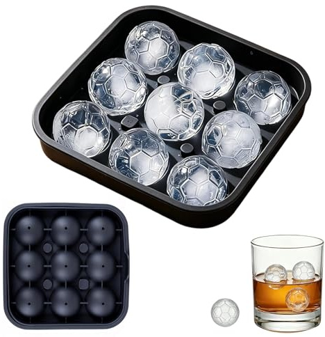 JOVYTH Cubitera De Silicona Redonda Con Tapa, Molde Hielo Grande Sin BPA, 9 Cavidades Para Hacer Hielo Cócteles, Whisky, Bebidas Largas