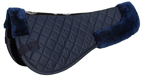 Rhinegold Baumwolle Reitsattel Pad Luxus Reitsport Baumwolle Pad Sattel mit Kunstfell, Besäumten Kanten & Gurt Ersatzriemen Pferdeausrüstung Numnahs für Pferde & Ponys