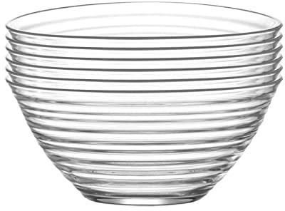 LAV 2x Clear 23cm Derin Glass Serving Bowls - Large Kitchen Pasta Salad Fruit Party Platter Food Dip Snack Dishes Set