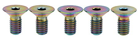 Ruifu M5 10 Titan-Senkkopf-Innensechskantschrauben für Fahrrad-Upgrade (5 Stück) (Regenbogen)