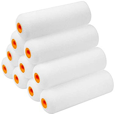 Mini Paint Roller Sleeve – 4 inch(100MM) Small Painting Roller for Emulsion Paint and Gloss Paints with High Density Foam Roller | Pack of 10