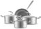 Karaca 5Ply PowerSteel 316+ Stainless Steel Cookware Set 7-Piece, Non Stick Pots and Pans Set with Lids, Kitchen Cooking Set for Daily Cooking, Elegant Silver Finish Induction Hob Pan Set