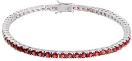Gold Gala Pulsera Tenis de Plata de ley 925 con Circonita Cúbica para Hombre y Mujeres (Rubí, 18.00)