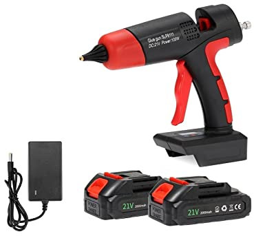 MOLVUS Pistola per Colla a Caldo Batteria Ricaricabile Ugello in Rame Pistola ad Aria Calda Domestica Strumenti di Riparazione Fai da Te Compatto e Leggero (Black, Red)