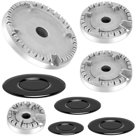 omolly 4 pcs Gas Oven Stove Cap Kit, Cooker Hob Burner Complete Set, Universal Cooker Hob Gas Burner Cap, Cooktop Replacement Parts Range Replacement Burners, Gas Range Burner Crown Flame Cap Set