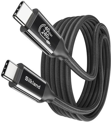 Silkland USB4 Thunderbolt 4 Kabel 2m, 40Gbps USBC Datenkabel, Schnellladung 240W PD3.1, 4K@144Hz 8K@60Hz HDR USB C Video Kabel für Thunderbolt 5, MacBook, PSSD, Switch, Laptop, Handy, Monitor, Hub