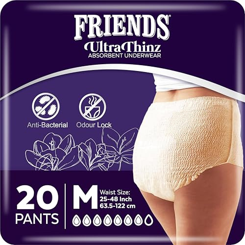 FRIENDS 20 x Incontinence Pants for Women | Medium (Waist 25–48 inches) | Postpartum & Bladder Leak Protective Underwear | Ultra-Absorbent, Discreet Fit | Leak-Proof, Odour Control, Soft & Breathable