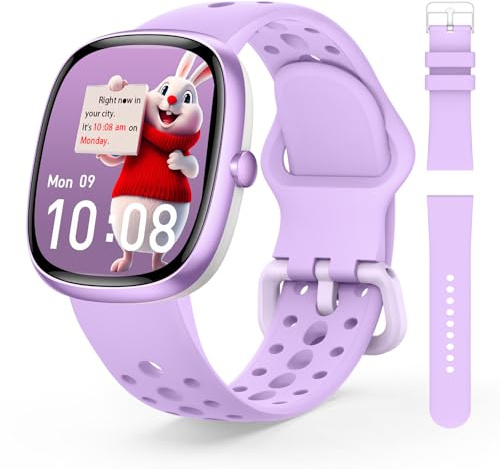RUXINGX Smartwatch Bambini, Fitness Tracker Orologio Smartwatch Bambina con 100+ Sportive, Contapassi, Frequenza Cardiaca, Monitor del Sonno, 20 Giochi, Impermeabile IP68, Regalo per ADO 5-16, Viola