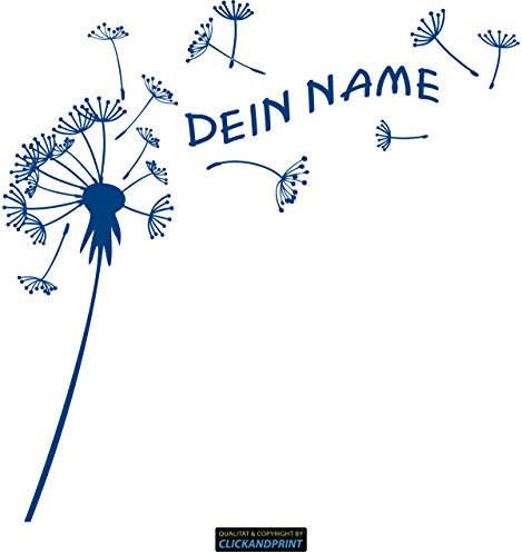 CLICKANDPRINT Aufkleber » Pusteblume mit Name, 80x79,3cm, Blau • Dekoaufkleber/Autoaufkleber/Sticker/Decal/Vinyl