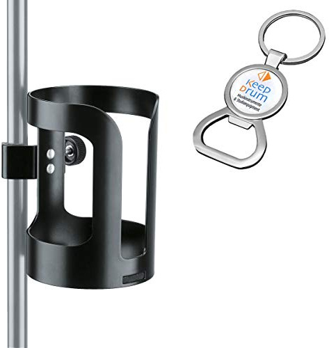 K&M 16022 Universal Drink Holder for Microphone Stand + Keepdrum Bottle Opener